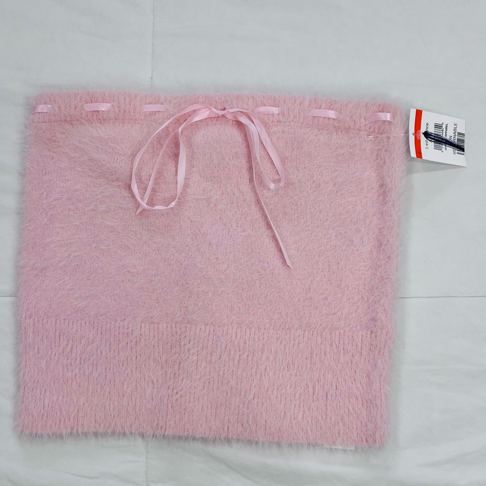 All in Flavor • Women’s Pink Strapless Fuzzy Tie Front Top M NWT - Picture 7 of 10